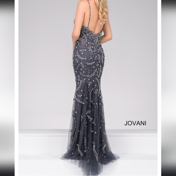 JOVNI prom wedding bridesmaid grey beaded long sweetheart dress 8 - Picture 2 of 11
